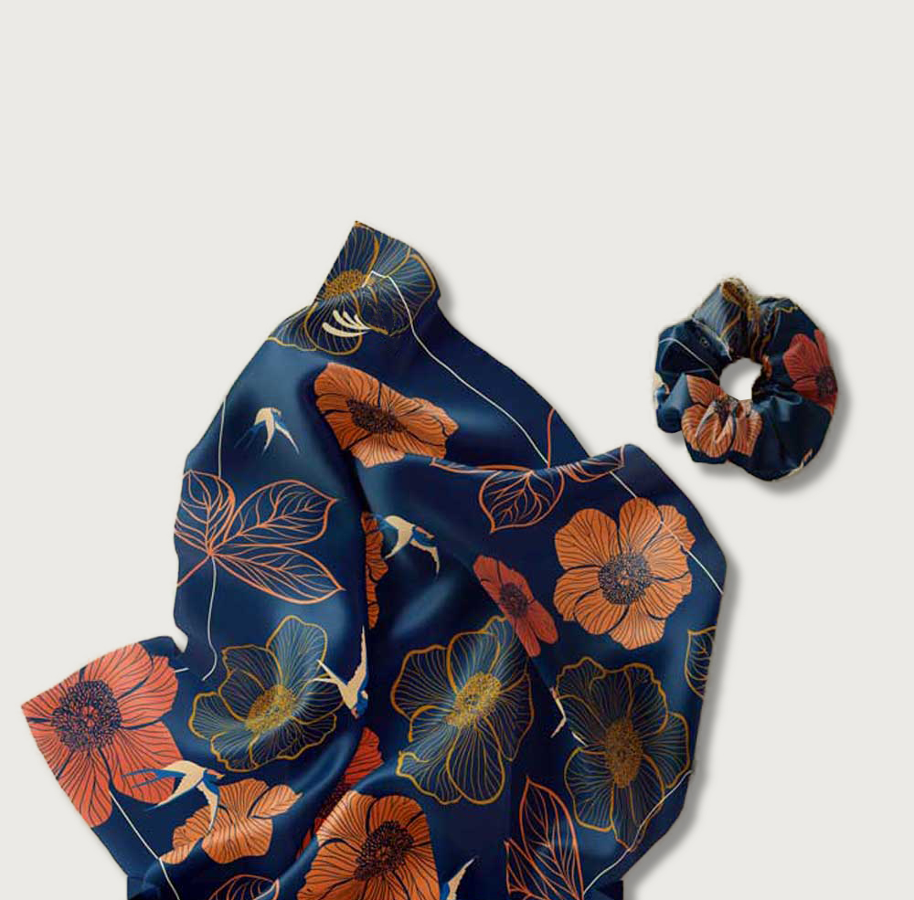 Fabrication foulard, chouchou scrunchies noir by Tie Solution
